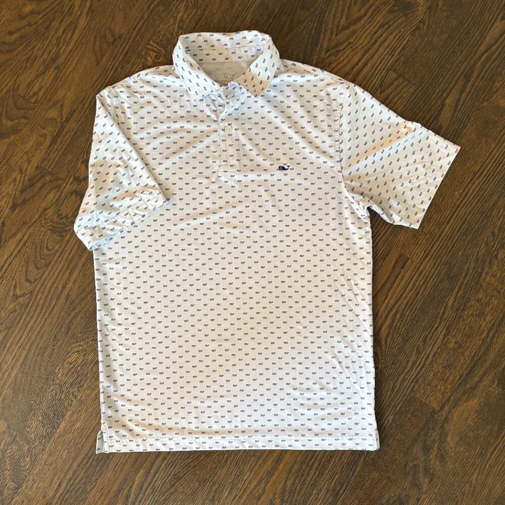 Vineyard Vines Men's Performance Polo - American Flag Design - Size S